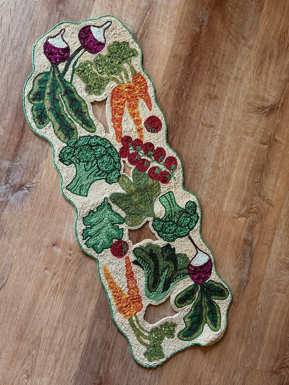 World Market Veggie Beaded Table Runner